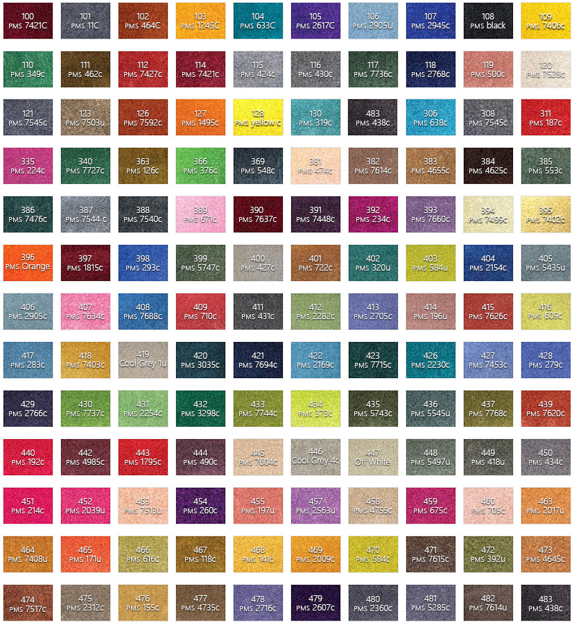 Spectrum Series Personalized Mats Color Swatches