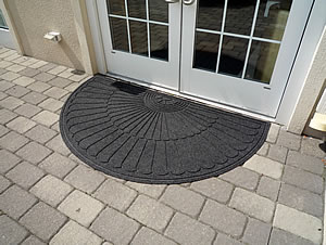 FloorGuard Diamond - WaterHog Style Entrance Mat End Cap Only - Hotel Exterior Door - Charcoal