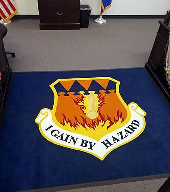 ToughTop Photo Inset Custom Logo Mat - Special Operations Aviation Training Battalion PlushTop Custom Logo Rug - 317th AirLift Wing of Dyess AFB Texas