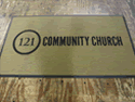 Custom Made Faux Coir Logo Mat 121 Community Church of Grapevine Texas