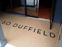 Custom Made Faux Coir Logo Mat 60 Duffield Street of Brooklyn New York