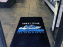 Custom Made Spectrum Logo Mat Bubbles Car Wash of Elk Grove California