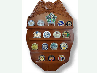 Wall-Mounted Mahogany Wood Challenge Coin Holder