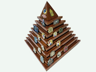 Pyramid Mahogany Wood Challenge Coin Holder