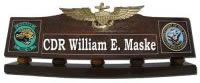 Custom Made Mahogany Wood Logo Desk Name Plate