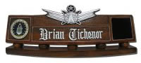 Custom Made Mahogany Wood Logo Desk Name Plate